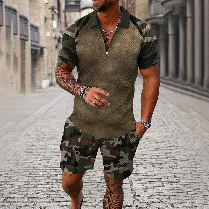 Camouflage Polo Shirt And Shorts