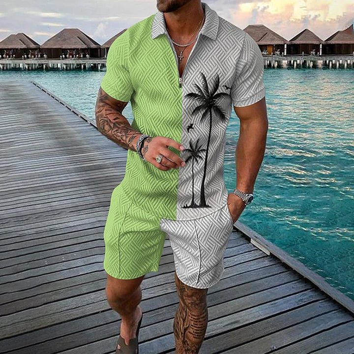 Coconut Tree Polo Shirt And Shorts