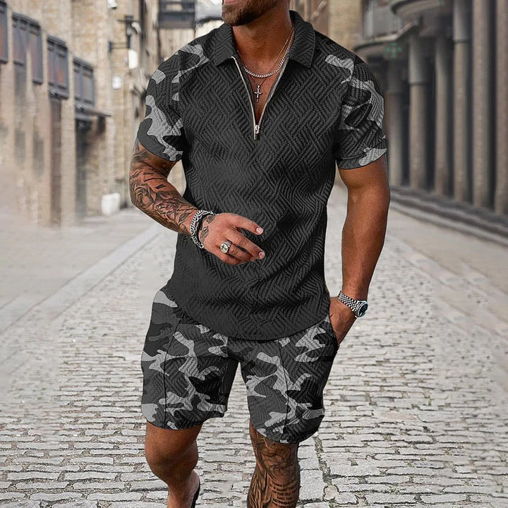 Camouflage Polo Shirt And Shorts