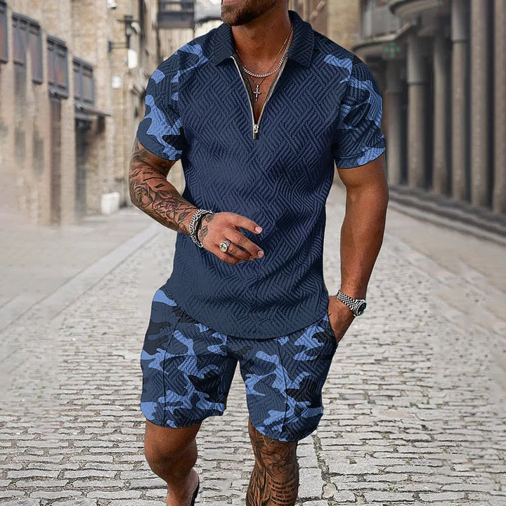 Camouflage Polo Shirt And Shorts