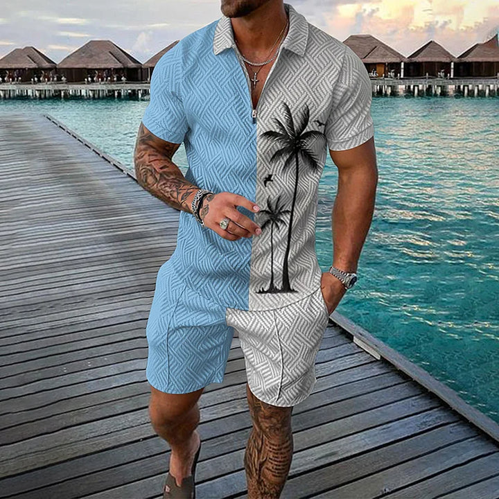 Coconut Tree Polo Shirt And Shorts