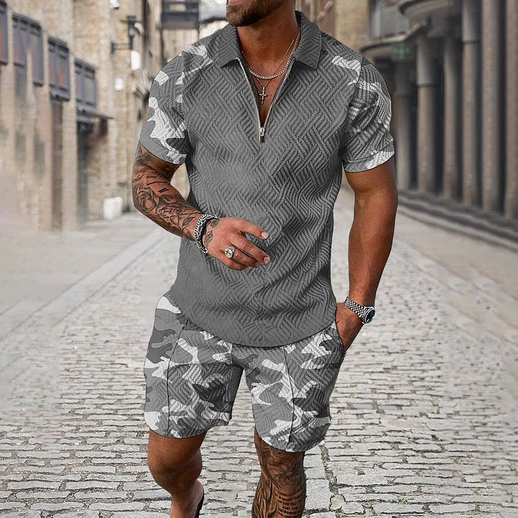 Camouflage Polo Shirt And Shorts