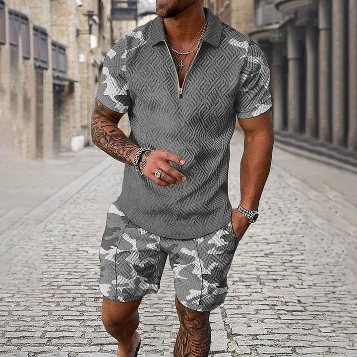 Camouflage Polo Shirt And Shorts