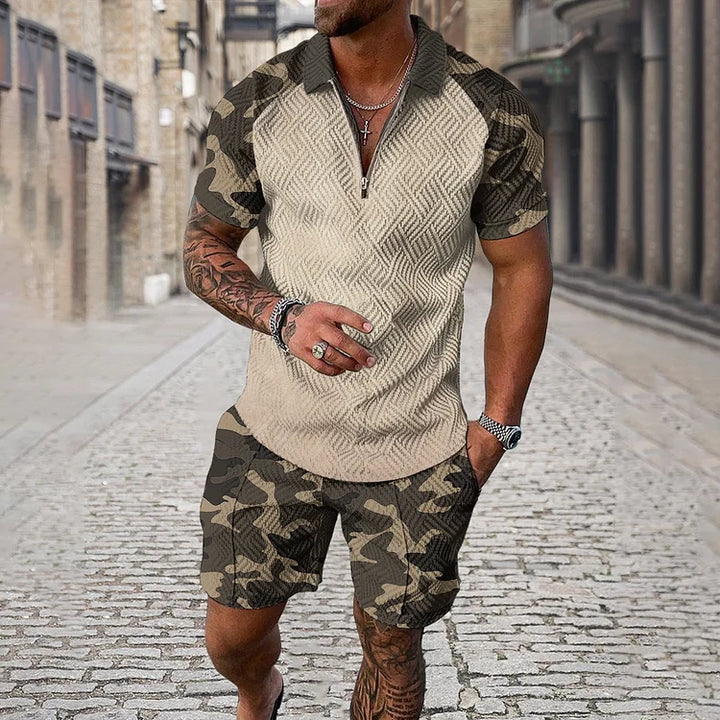 Camouflage Polo Shirt And Shorts
